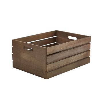Picture of Genware Dark Rustic Wooden Crate 41 x 30 x 18cm