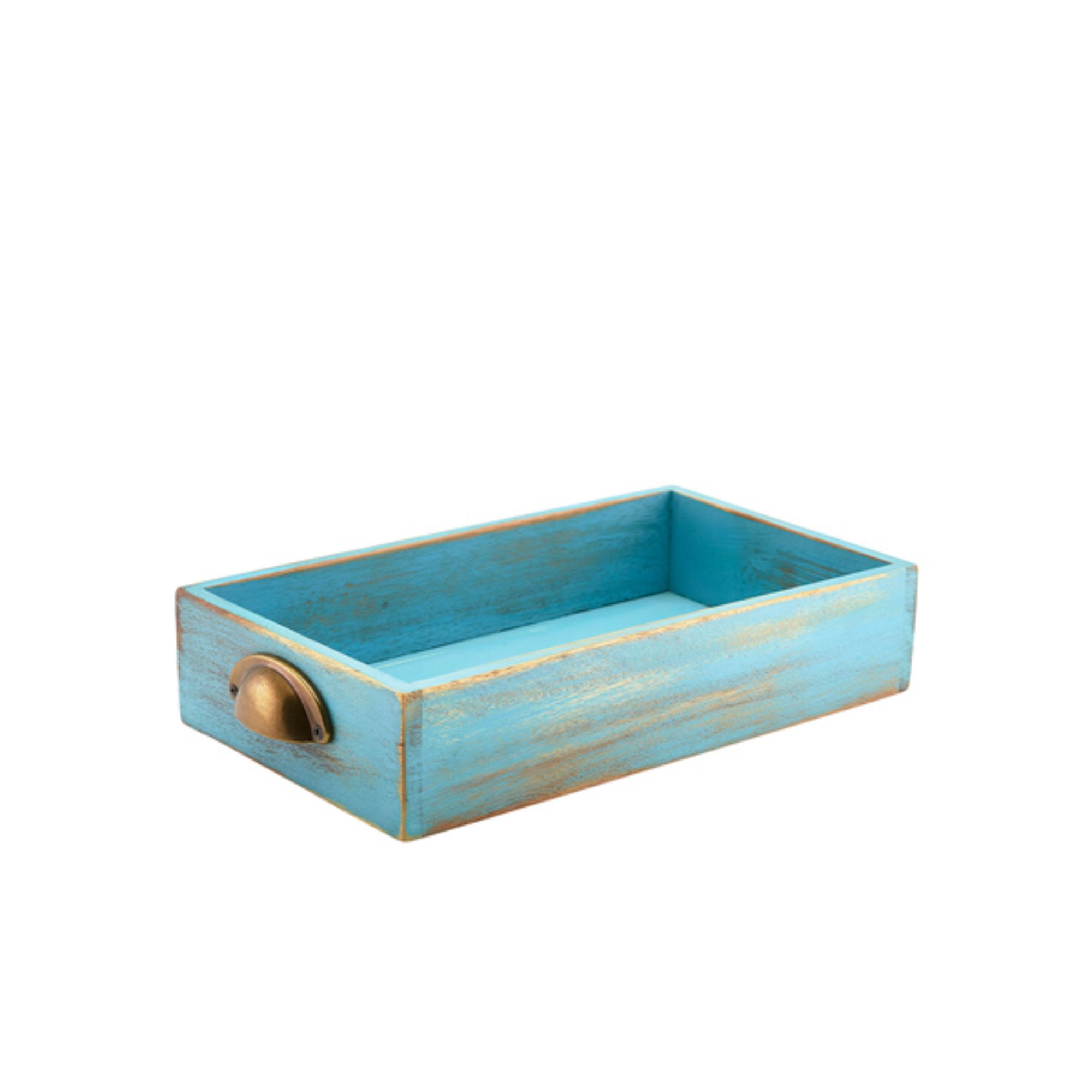 Picture of Genware Blue Wash Acacia Wood Display Drawer GN 1/3 - WDD-3218BL