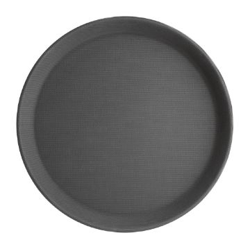 Picture of Olympia Kristallon Polypropylene Round Non-Slip Tray Black 356mm