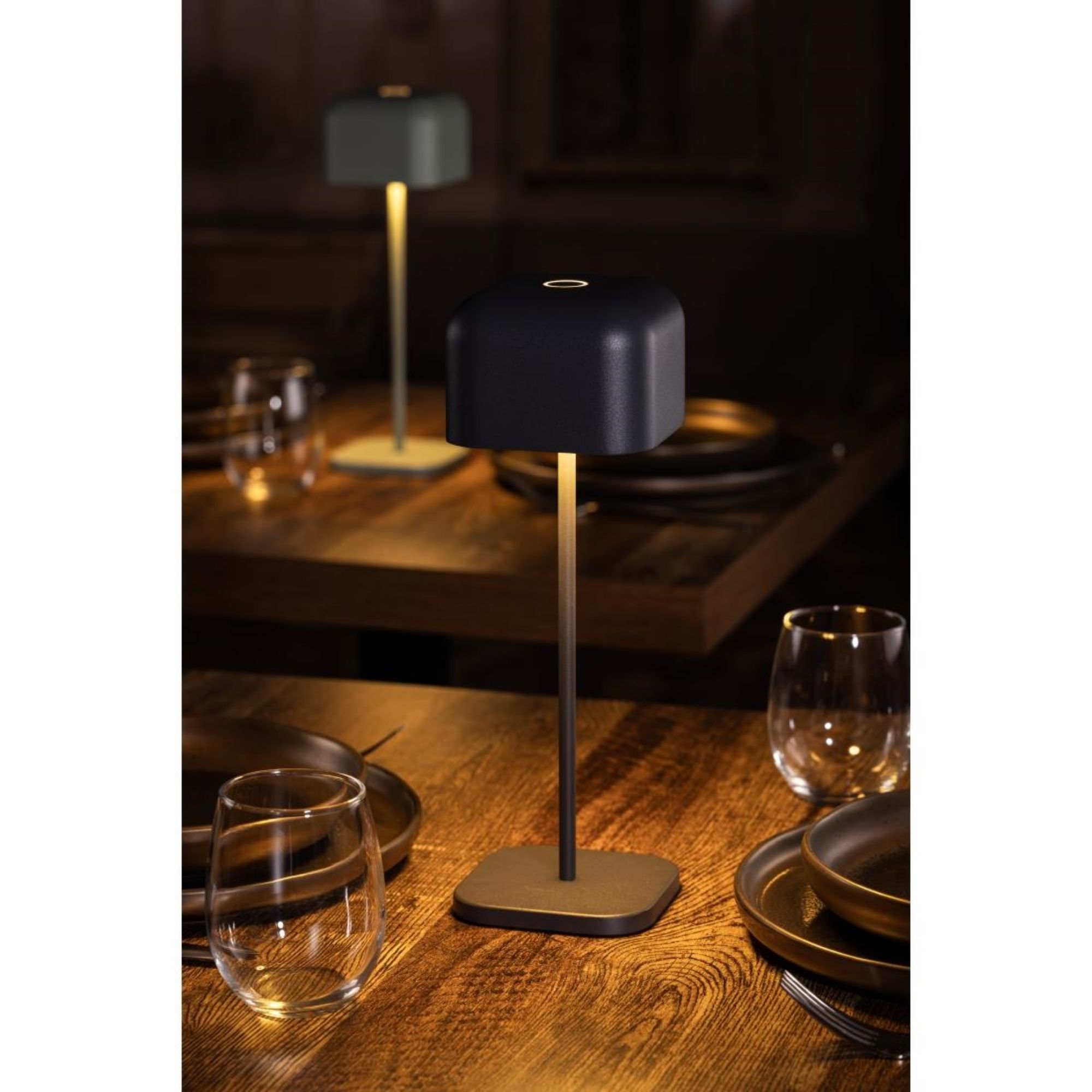 Picture of Olympia Lucca Table Lamp Squared Dome Grey 300mm