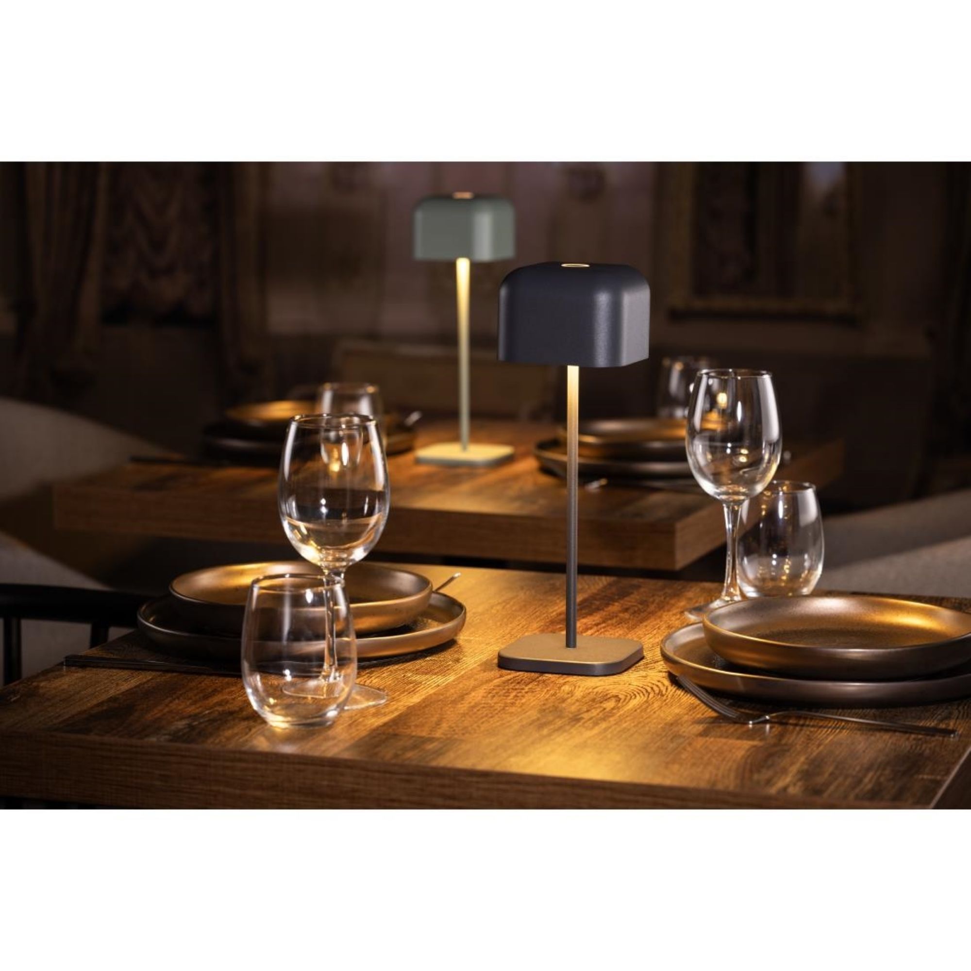 Picture of Olympia Lucca Table Lamp Squared Dome Grey 300mm