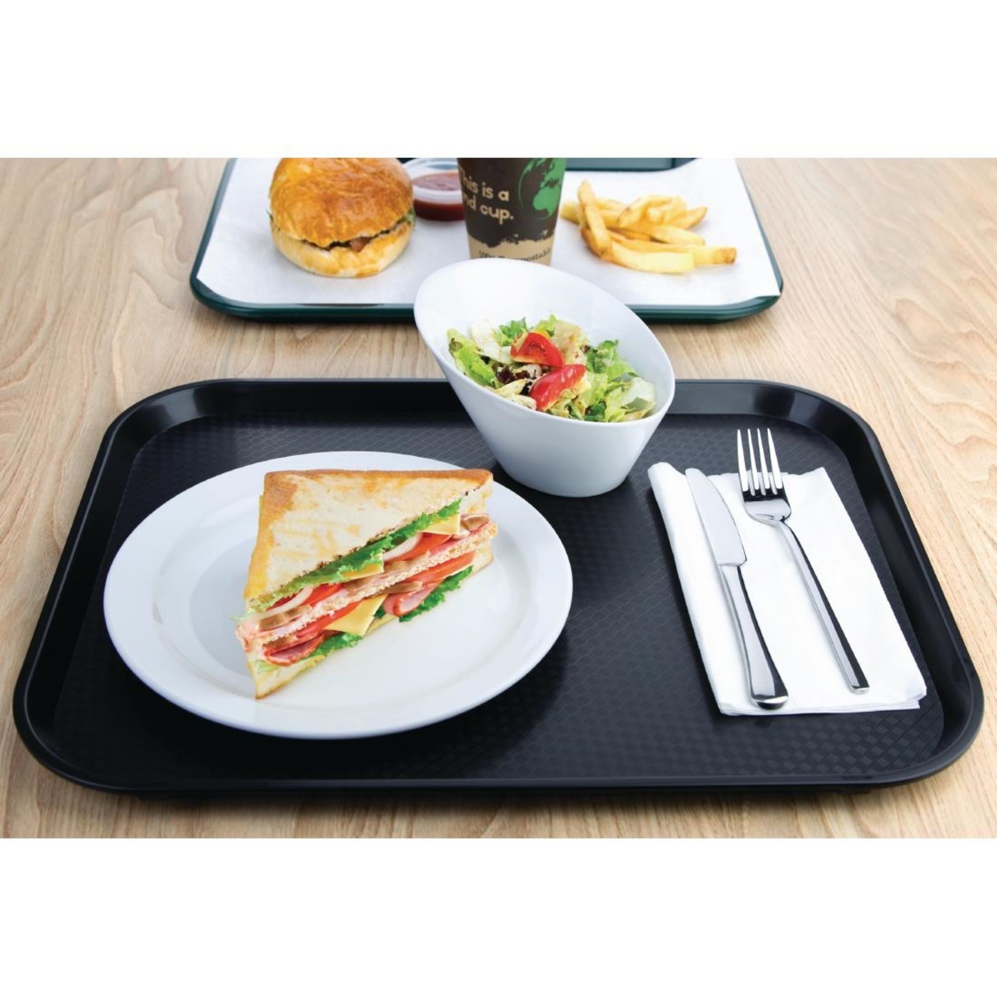 Picture of Olympia Kristallon Polypropylene Fast Food Tray Black Large 450mm