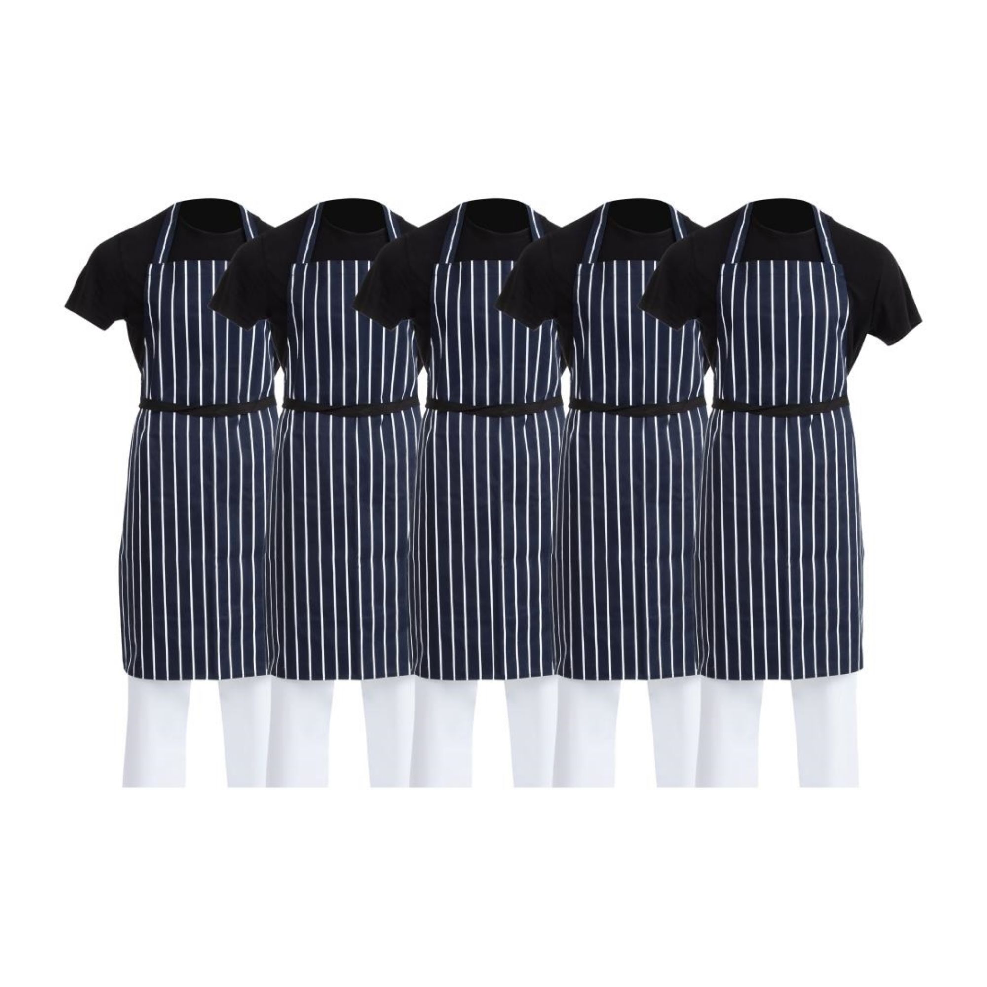 Picture of Whites Butchers Stripe Bib Apron Blue/White (5 Pack) - SA820