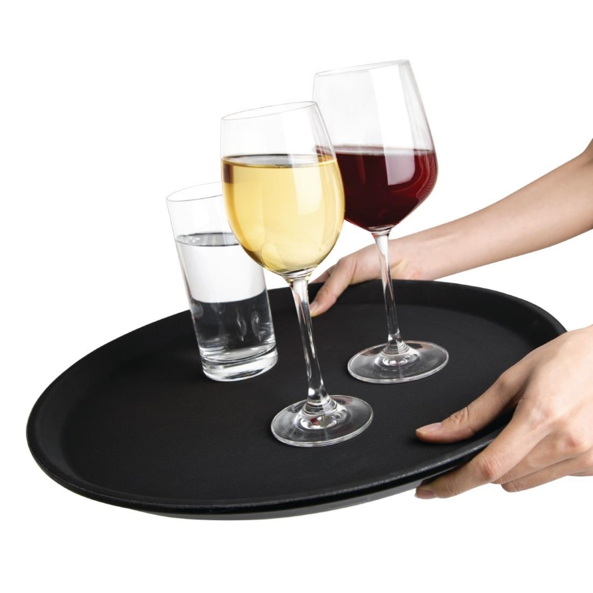 Picture of Olympia Kristallon Fibreglass Round Non-Slip Tray Black 406mm