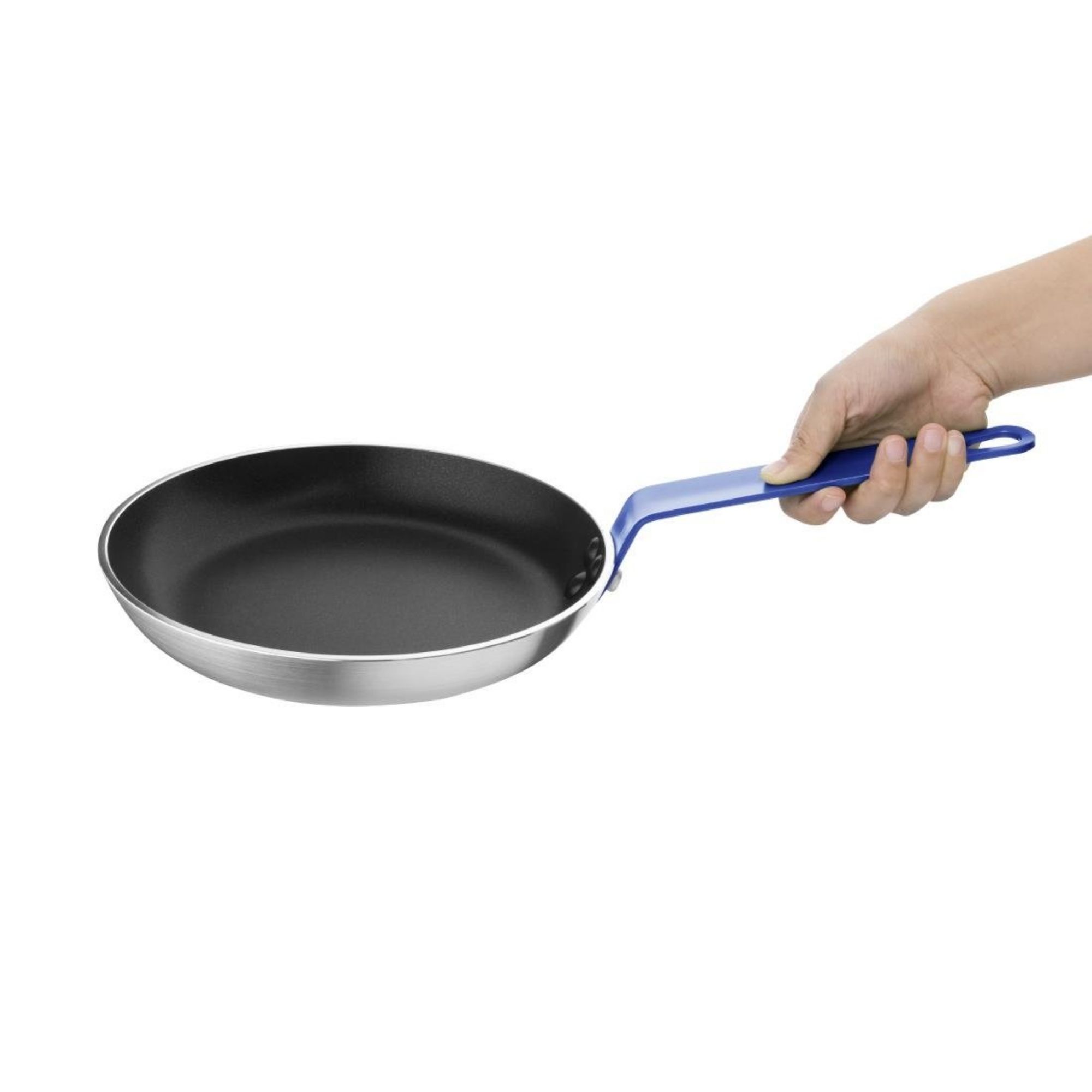 Picture of Hygiplas Aluminium Non-stick Teflon Platinum Plus Frying Pan with Blue Handle 24cm