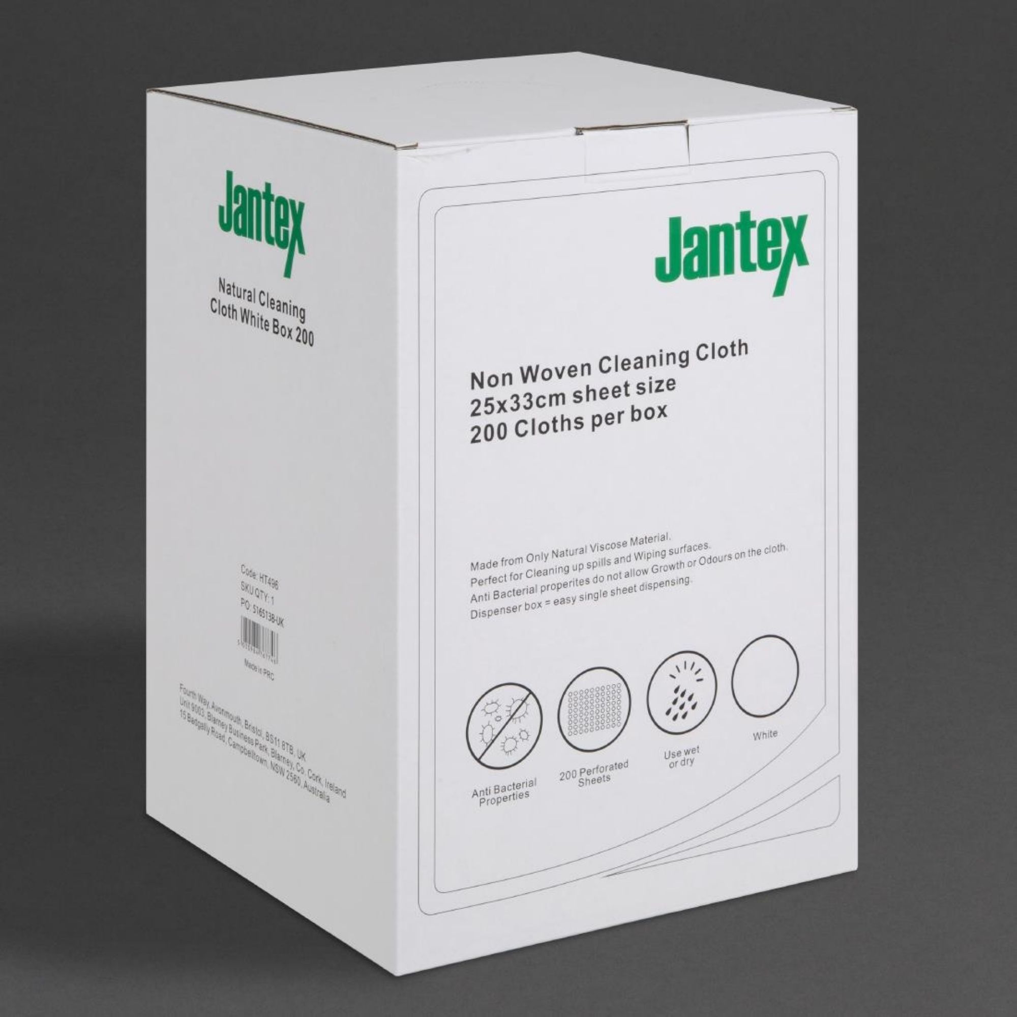 Picture of Jantex Green Compostable Cleaning Cloth White (200 pack)