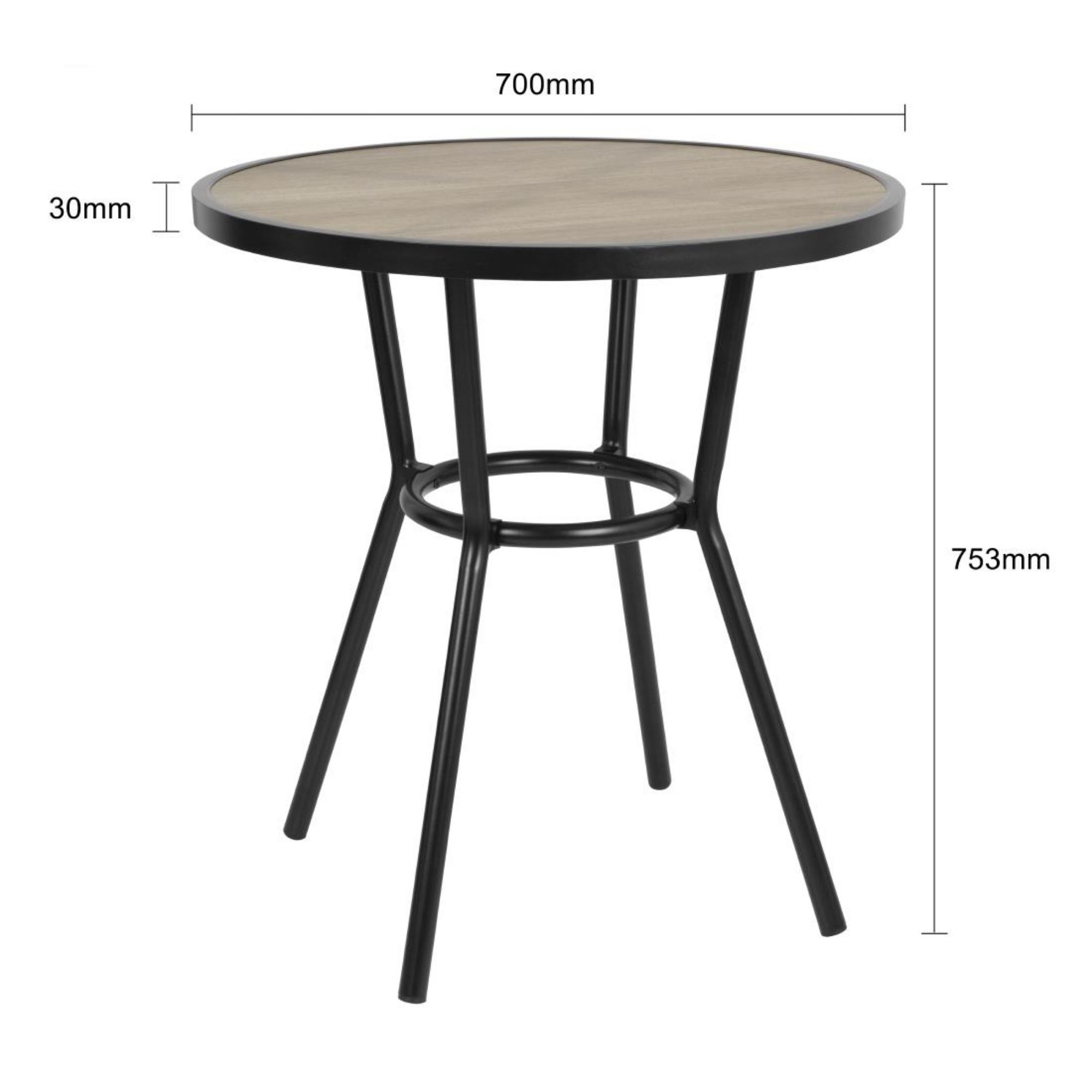 Picture of Bolero Marston Round Outdoor Table Black 700mm