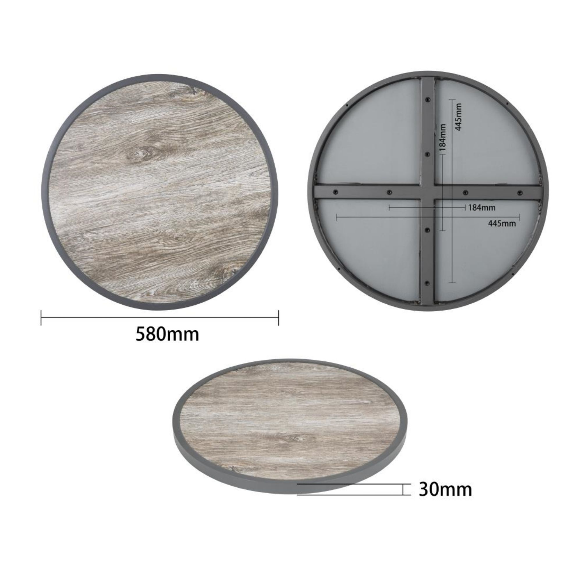 Picture of Bolero Fibre Glass Round Table Top Wood Effect 580mm