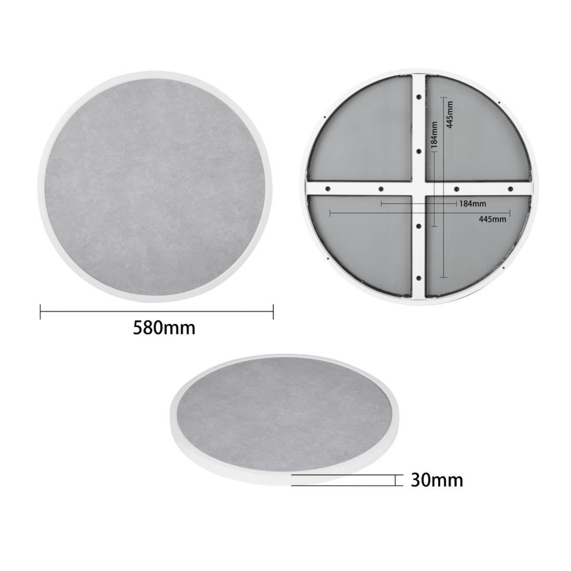 Picture of Bolero Fibre Glass Round Table Top Grey Stone Effect 580mm