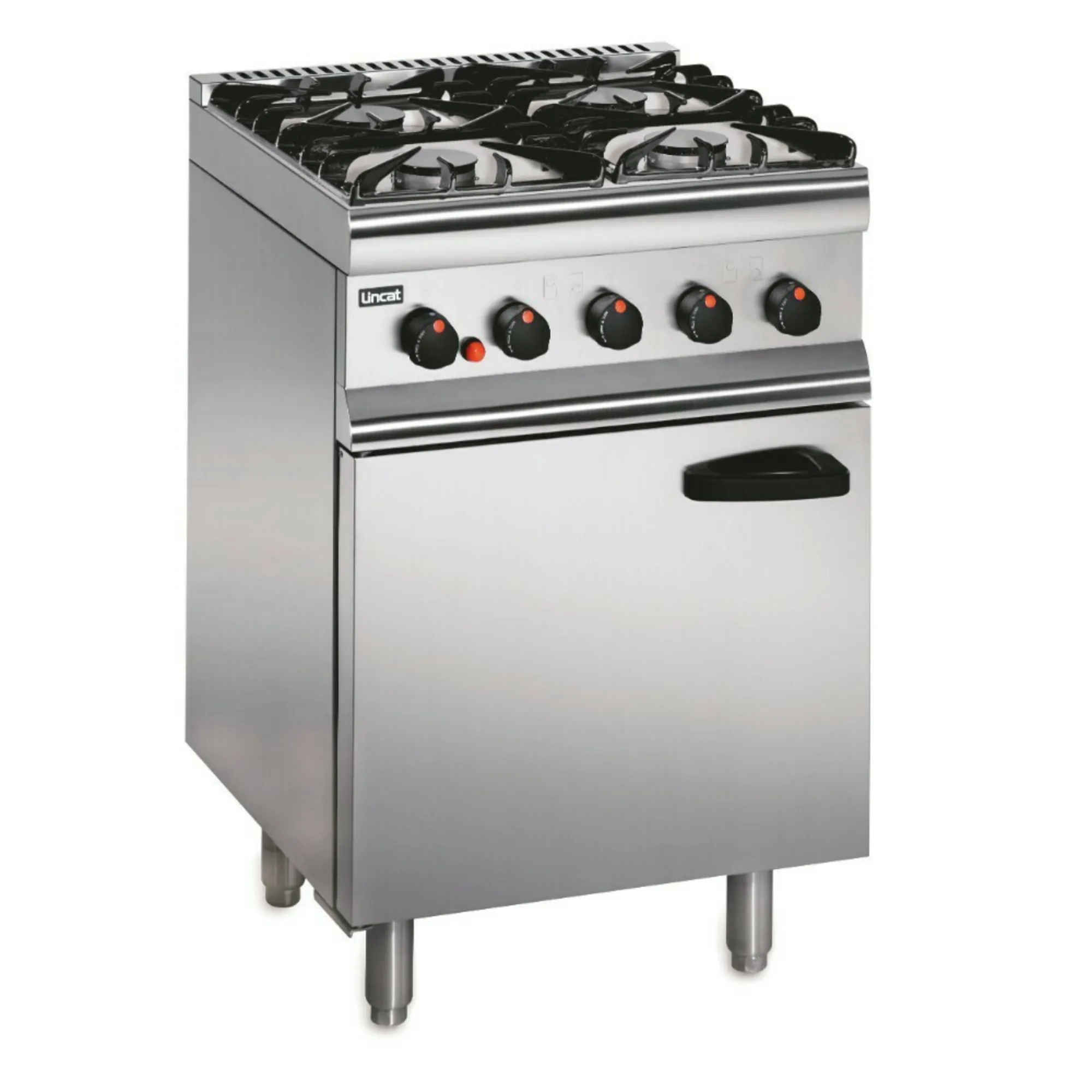 Picture of Lincat Silverlink 600 Natural Gas Free-standing Oven Range - Castors at Rear - 4 Burners - W 600 mm - 23.8 kW - SLR6C/N