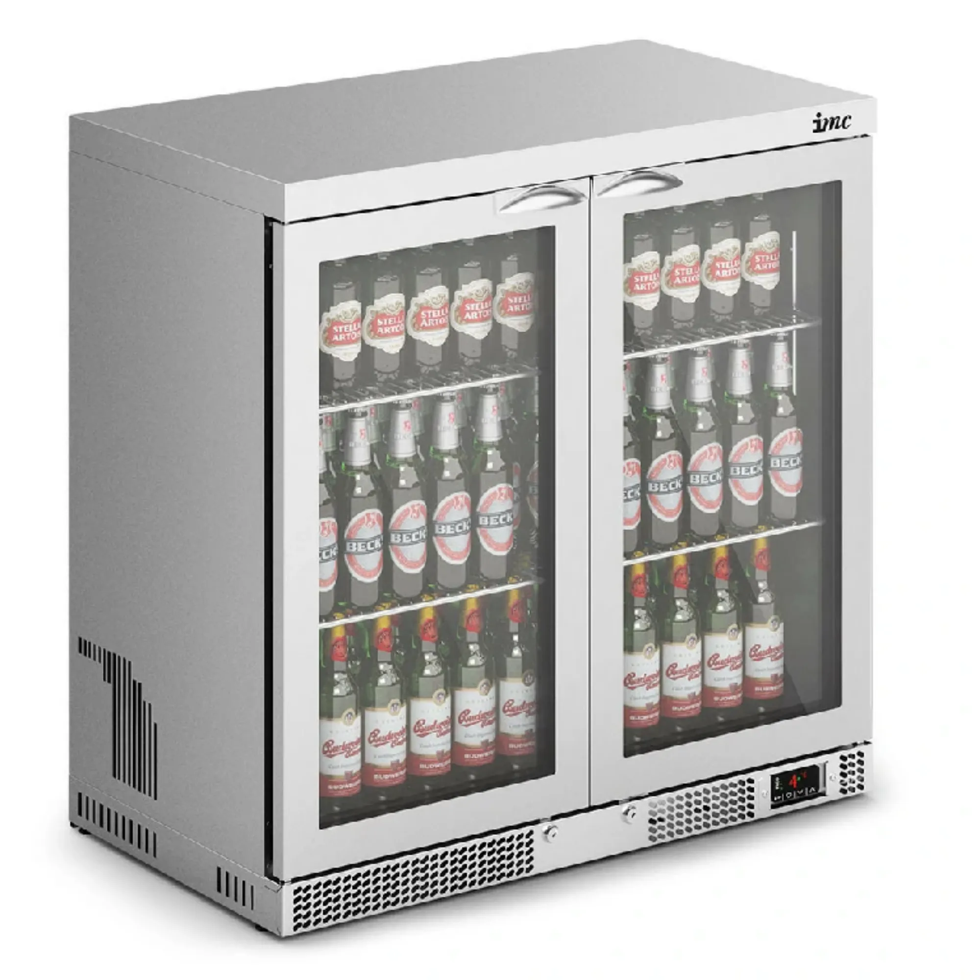 Picture of IMC Mistral M90 Bottle Cooler [Front Load] - Glass Door - Stainless Steel Frame - H 900 mm - W 900 mm - 0.232 kW - F77/250