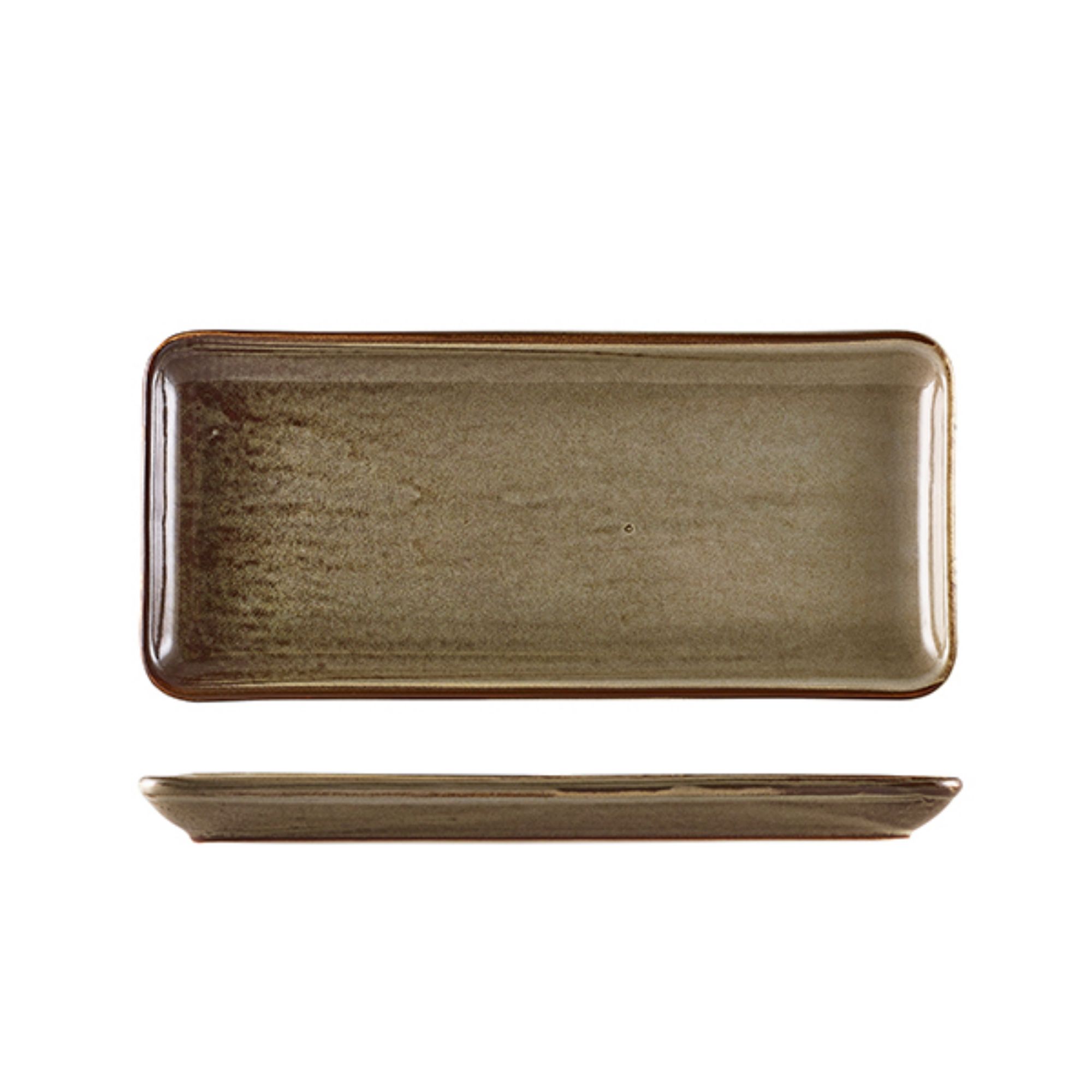 Picture of Terra Porcelain Grey Narrow Rectangular Platter 31 x 14cm - Pack of 6 - NR-PG30