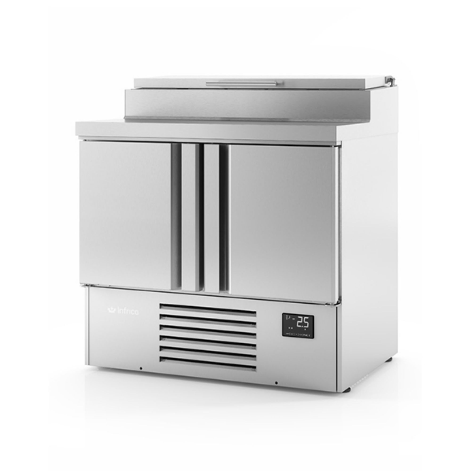 Picture of INFRICO 2 DR Compact GN Prep Counter w/ Raised Collar 230L - ME1000EN