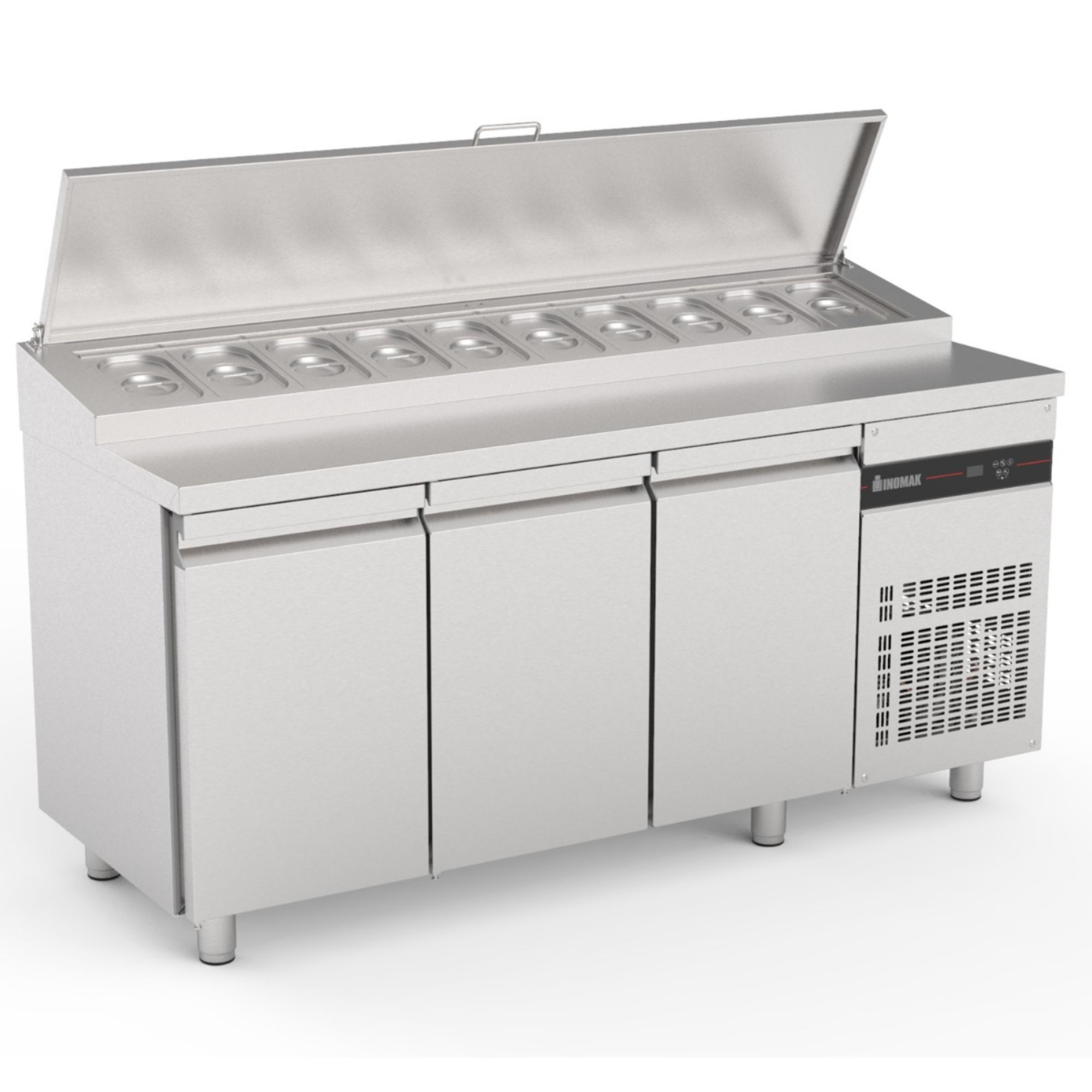 Picture of INOMAK Triple Hinged Door Gastronorm Prep Counter With Raised Collar - ZPZP999