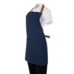Picture of Southside Short Length Bib Apron Denim Blue with Tan Ties - BA158