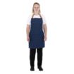 Picture of Southside Short Length Bib Apron Denim Blue with Tan Ties - BA158