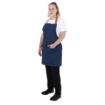 Picture of Southside Short Length Bib Apron Denim Blue with Tan Ties - BA158