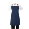 Picture of Southside Short Length X-Cross Back Bib Apron Denim Blue with Tan Ties - BA159