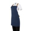 Picture of Southside Short Length X-Cross Back Bib Apron Denim Blue with Tan Ties - BA159