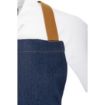 Picture of Southside Short Length X-Cross Back Bib Apron Denim Blue with Tan Ties - BA159