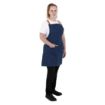 Picture of Southside Short Length X-Cross Back Bib Apron Denim Blue with Tan Ties - BA159