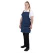 Picture of Southside Short Length X-Cross Back Bib Apron Denim Blue with Tan Ties - BA159