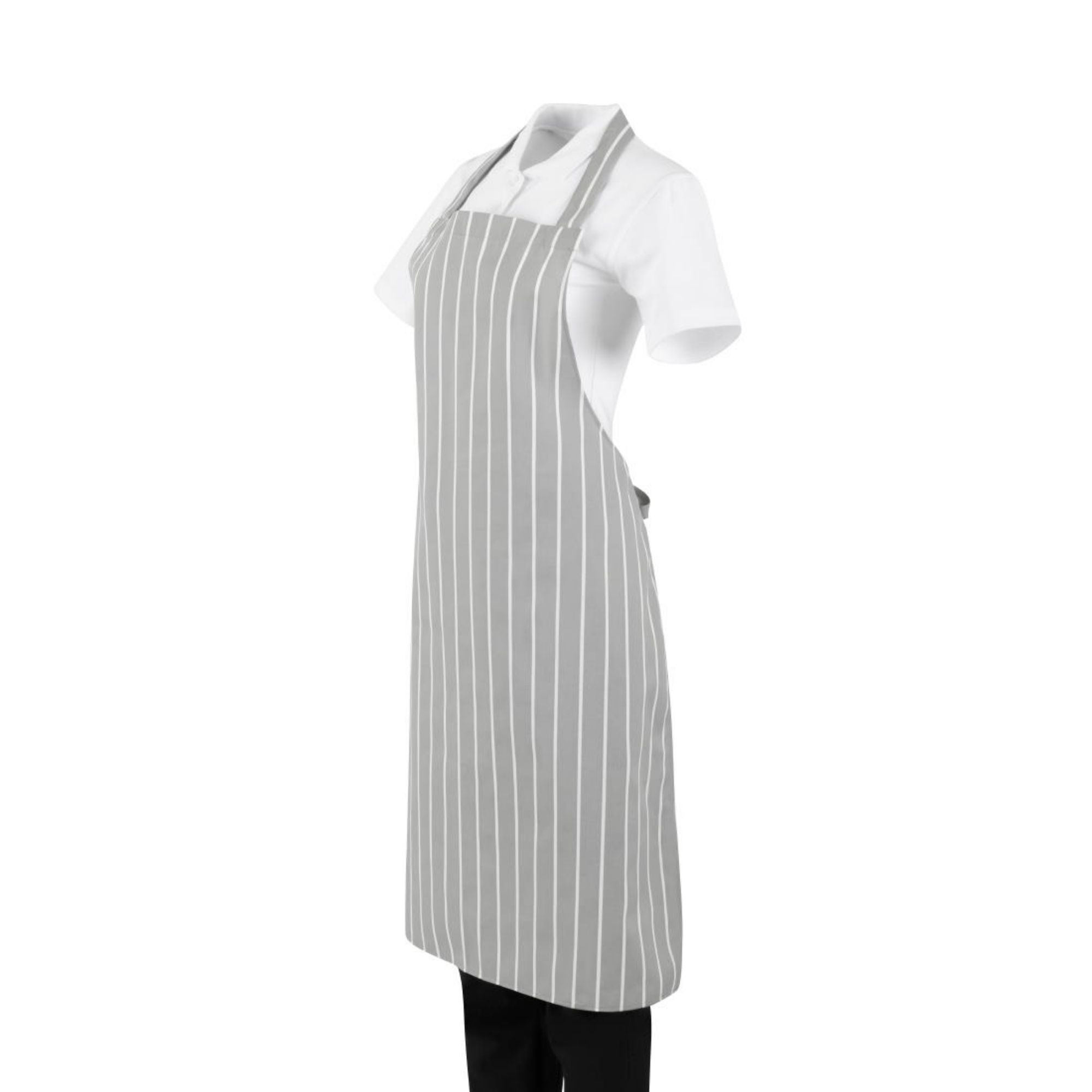 Picture of Whites Butchers Stripe Bib Apron Grey/White