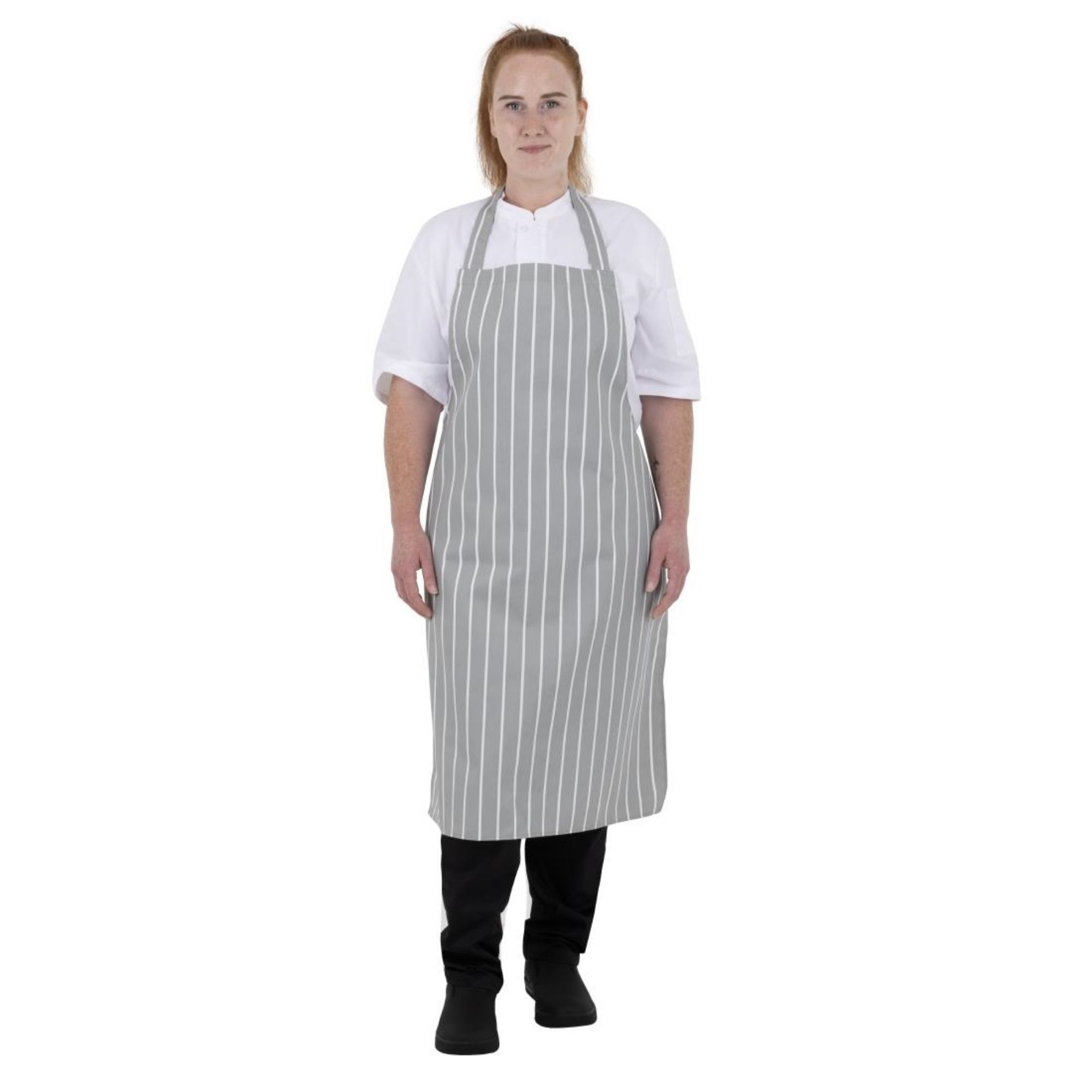 Picture of Whites Butchers Stripe Bib Apron Grey/White