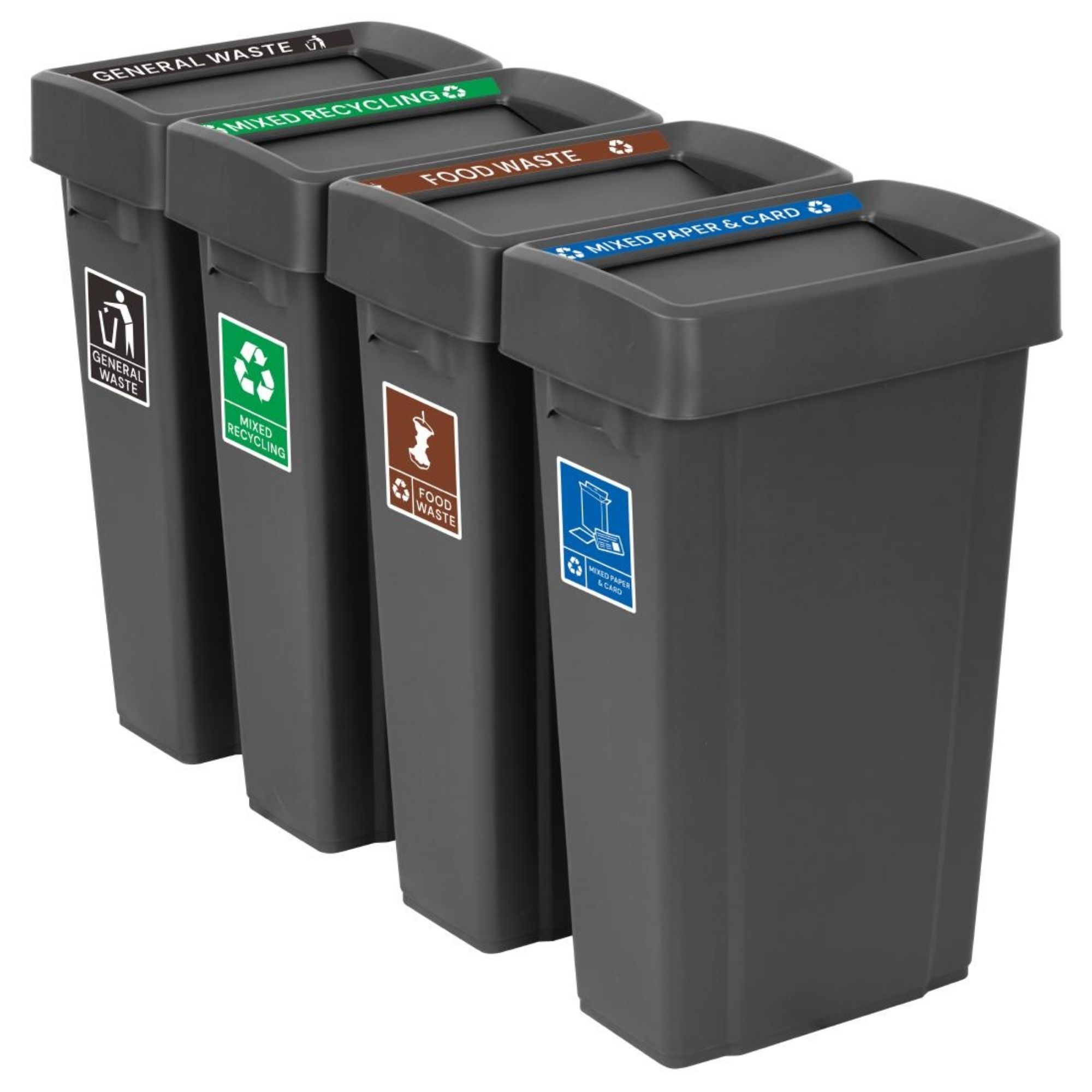 Picture of Jantex Simpler Recycling Slim Bin Bundle Black 4x 80Ltr