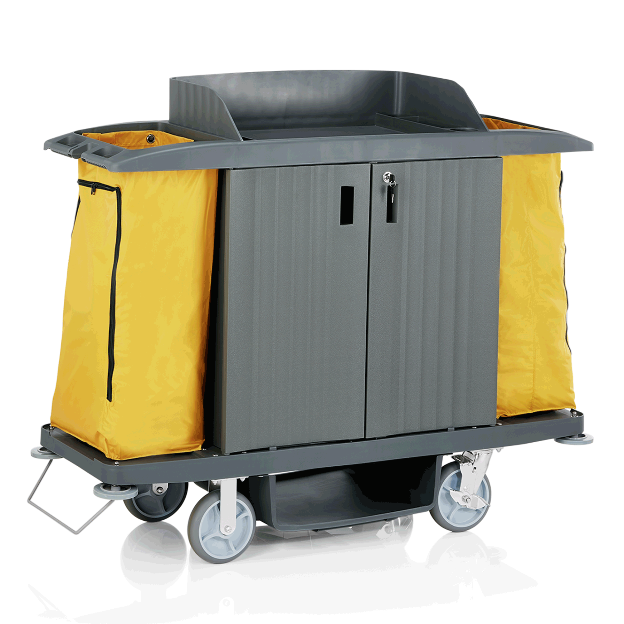 Picture of Hotel Essentials Room Service Trolley Yellow Plastic 155x55x130 - 4415002