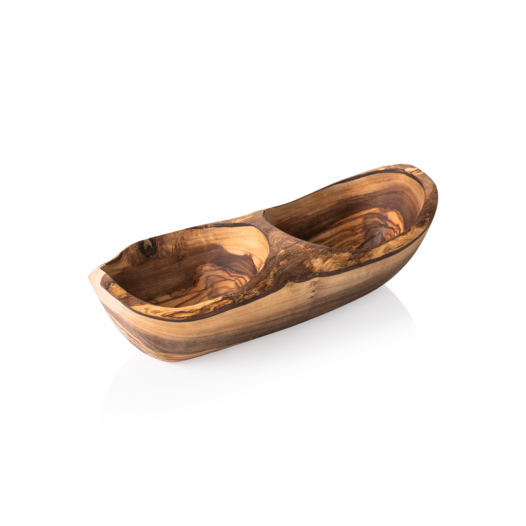 Picture of Pure Olive Wood Double Bowl, 25 x 11 x 3.5 cm - 1852025
