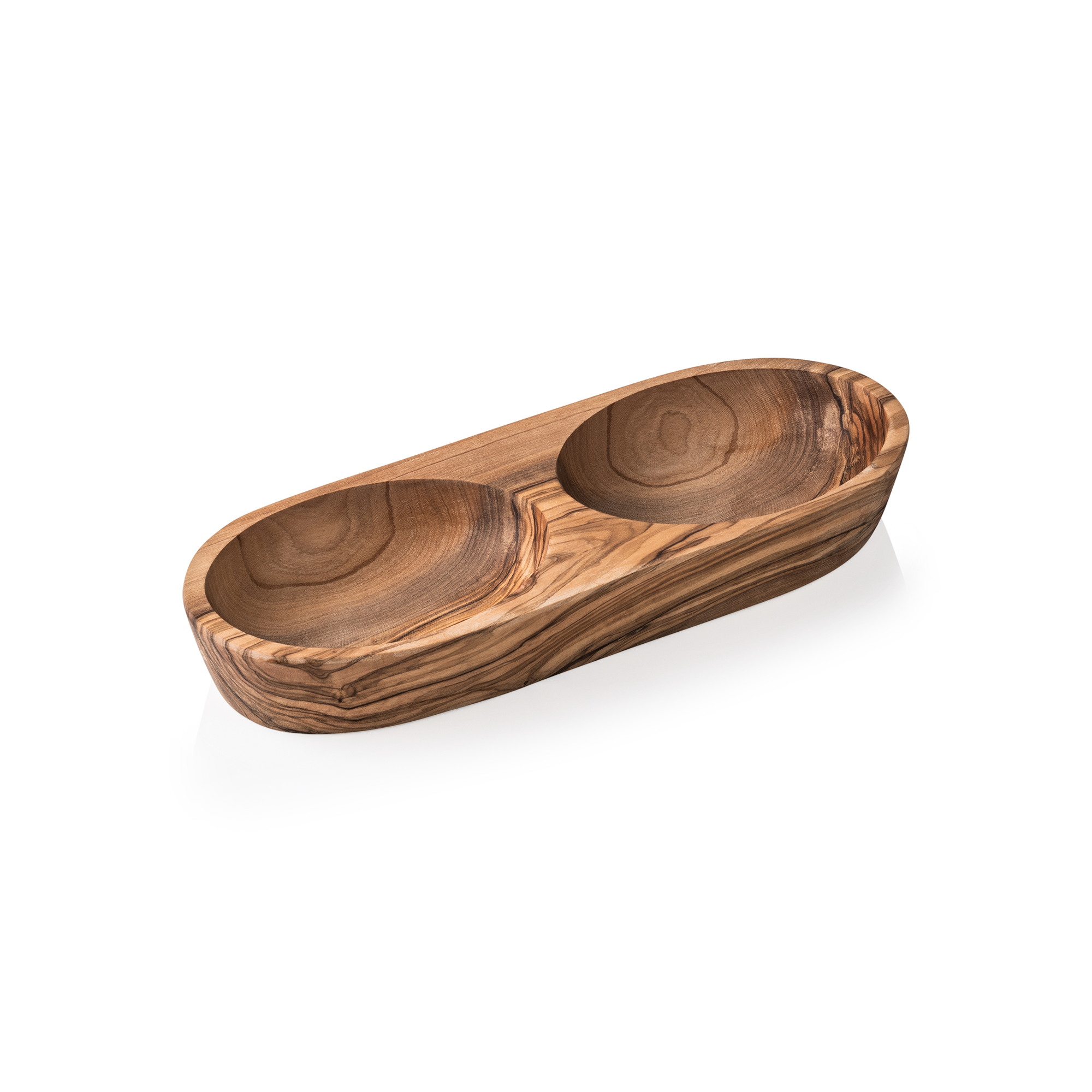 Picture of Pure Olive Wood Double Bowl, 25 x 11 x 3.5 cm - 1851025