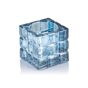 Picture of YUYU Cube Steel Blue Glass LED Table Lamp