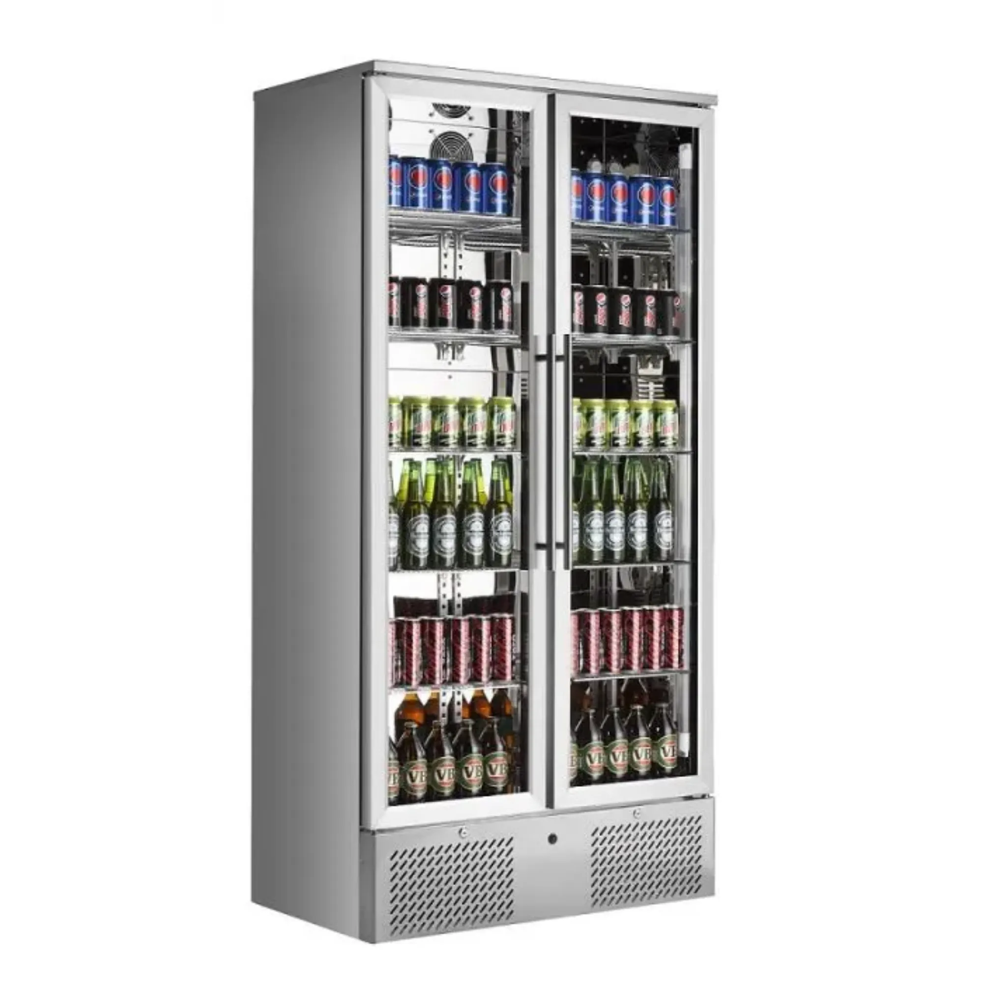 Picture of CombiSteel Backbar Double Stainless Steel Glass Door Upright 458 Litre Beer Cooler - 7455.1360