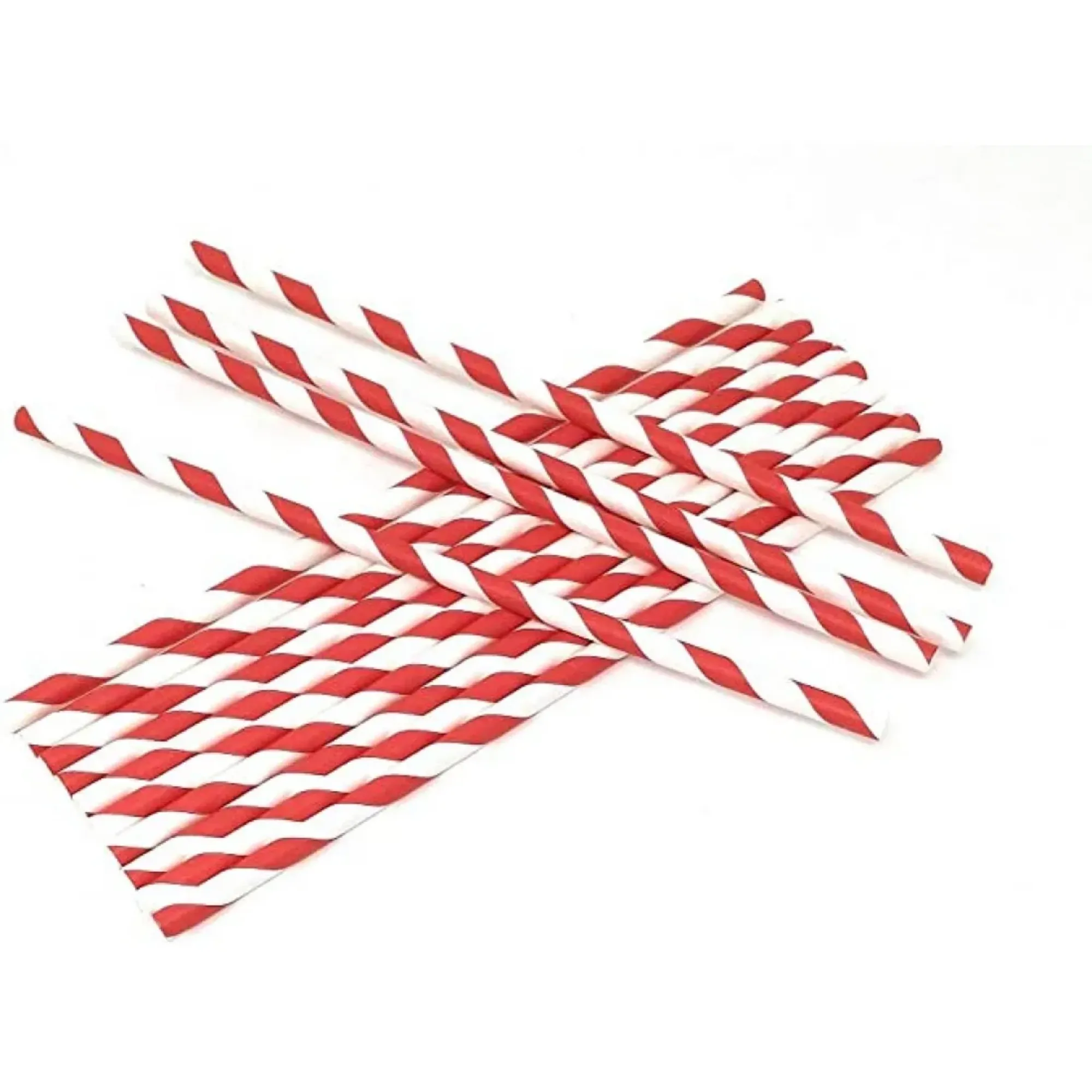 Picture of Bio Wrapped Red White Paper Straws 8'' X 100