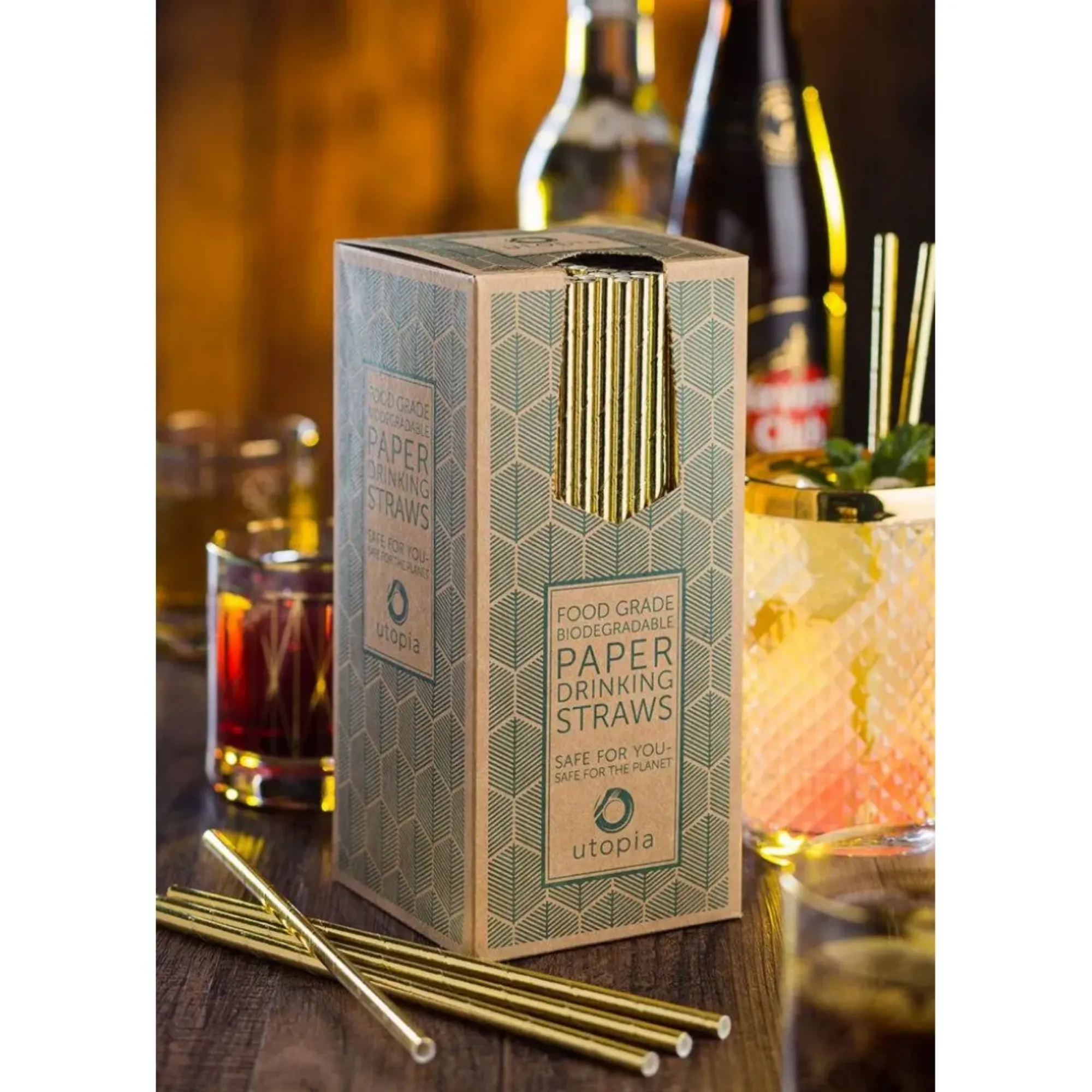 Picture of Biodegradable Straws Gold Paper 8'' X 250 X 24 Pk