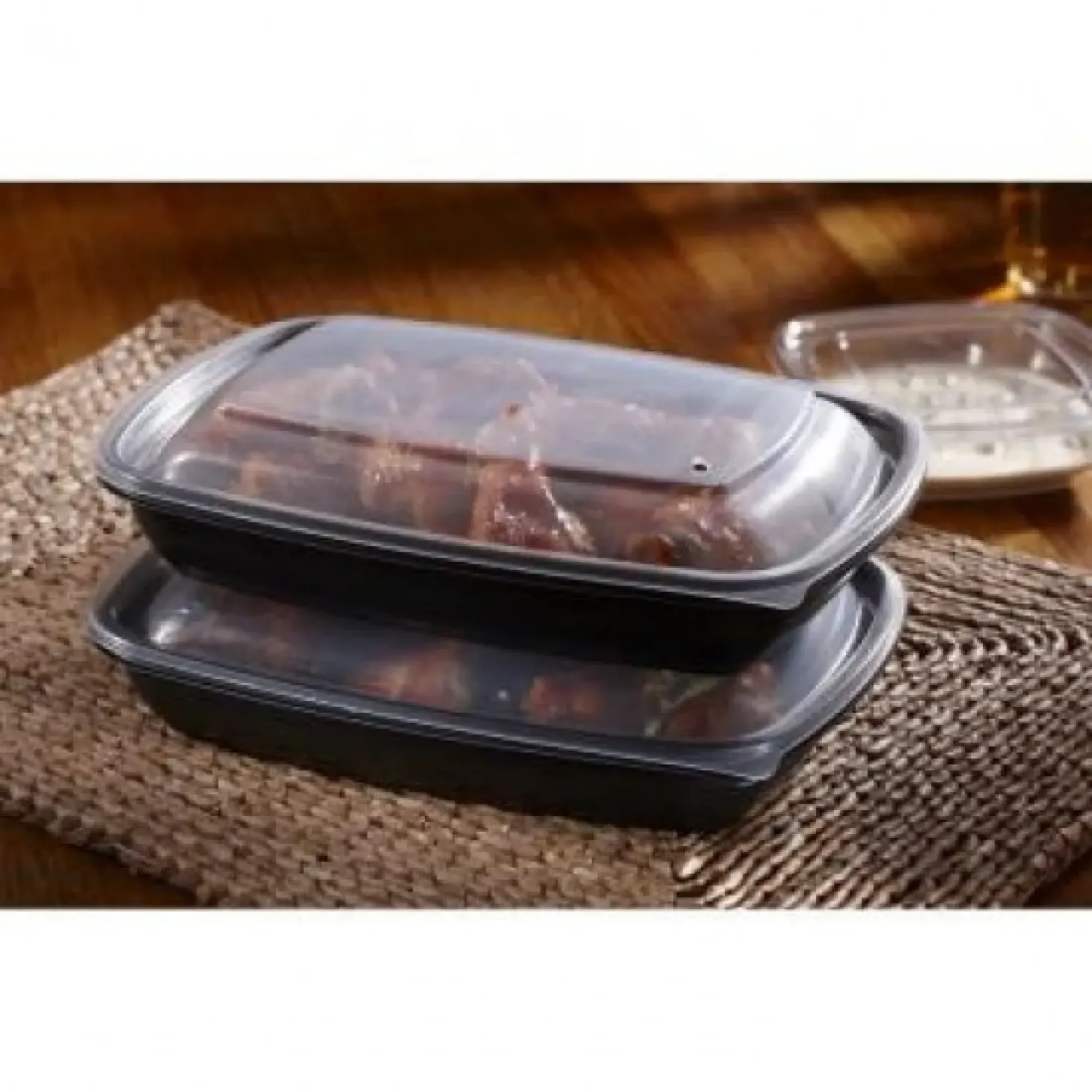 Picture of Clear Lid 1000cc Black Container X 200