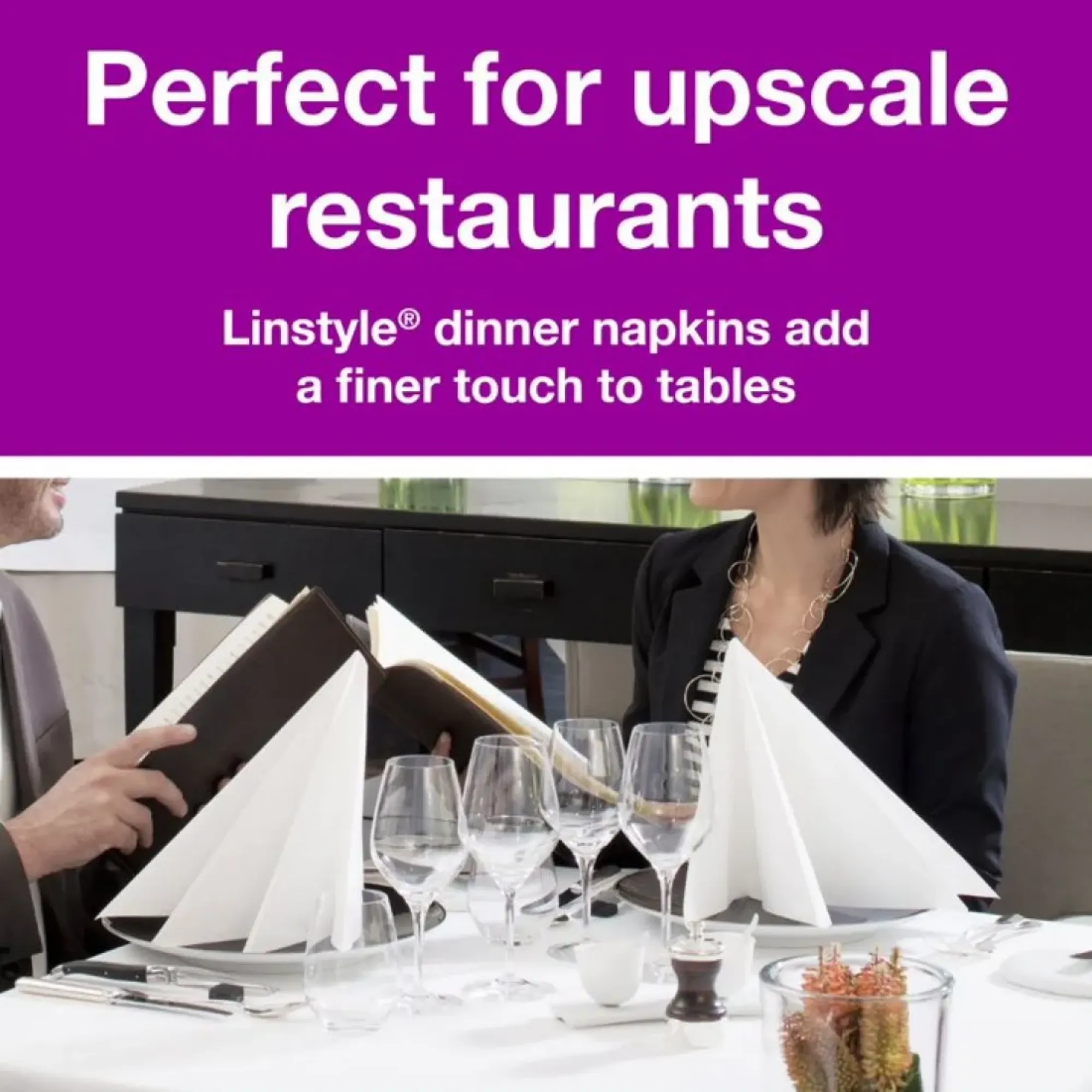 Picture of Tork Linstyle Napkin 8 Fold White X 600