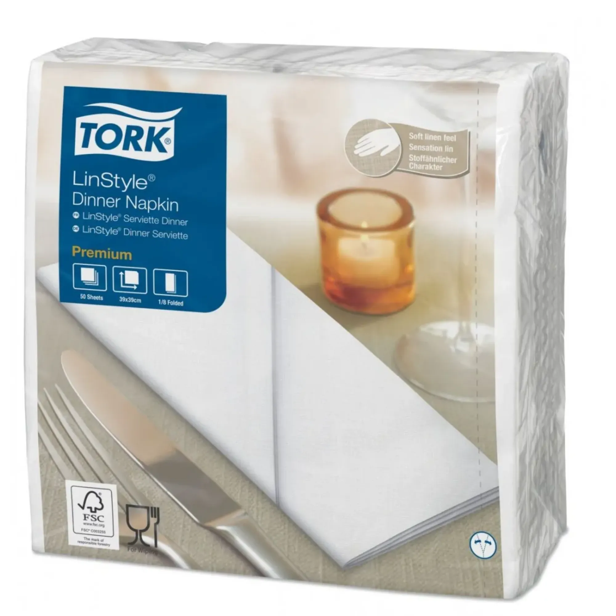 Picture of Tork Linstyle Napkin 8 Fold White X 600