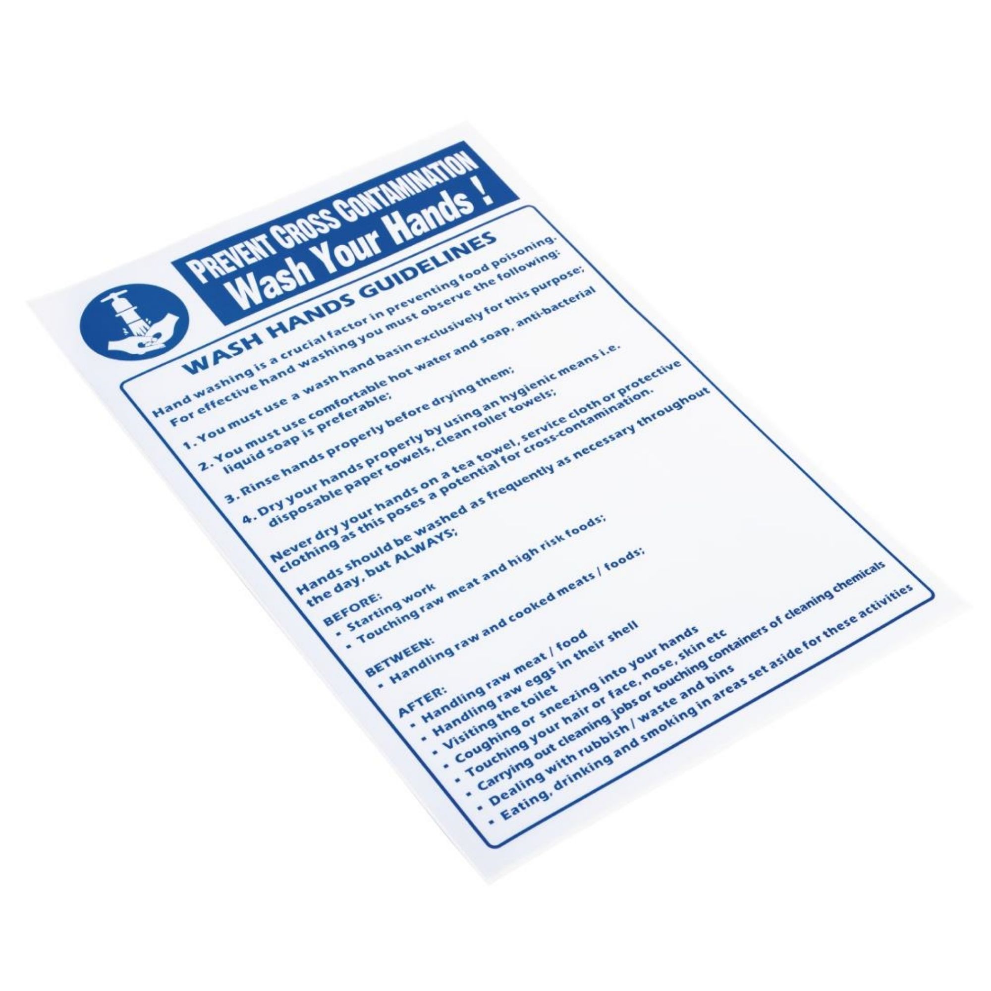 Picture of Vogue Prevent Cross Contamination Wash Hands Sign