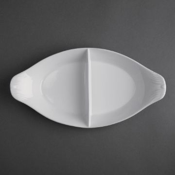 Picture of Olympia Whiteware Divided Oval Eared Dishes 295x155mm (6 pack)