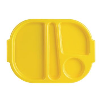 Picture of Olympia Kristallon Large Polypropylene Compartment Food Trays Yellow 374mm