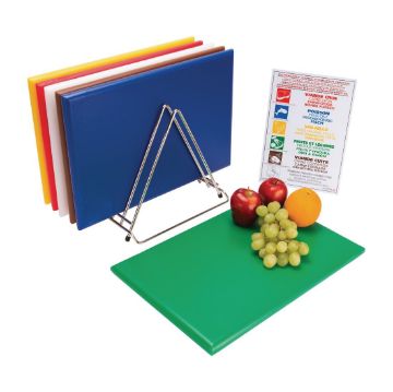 Picture of Hygiplas Thick High Density Chopping Board Set 455x305x24mm (6 Pack)