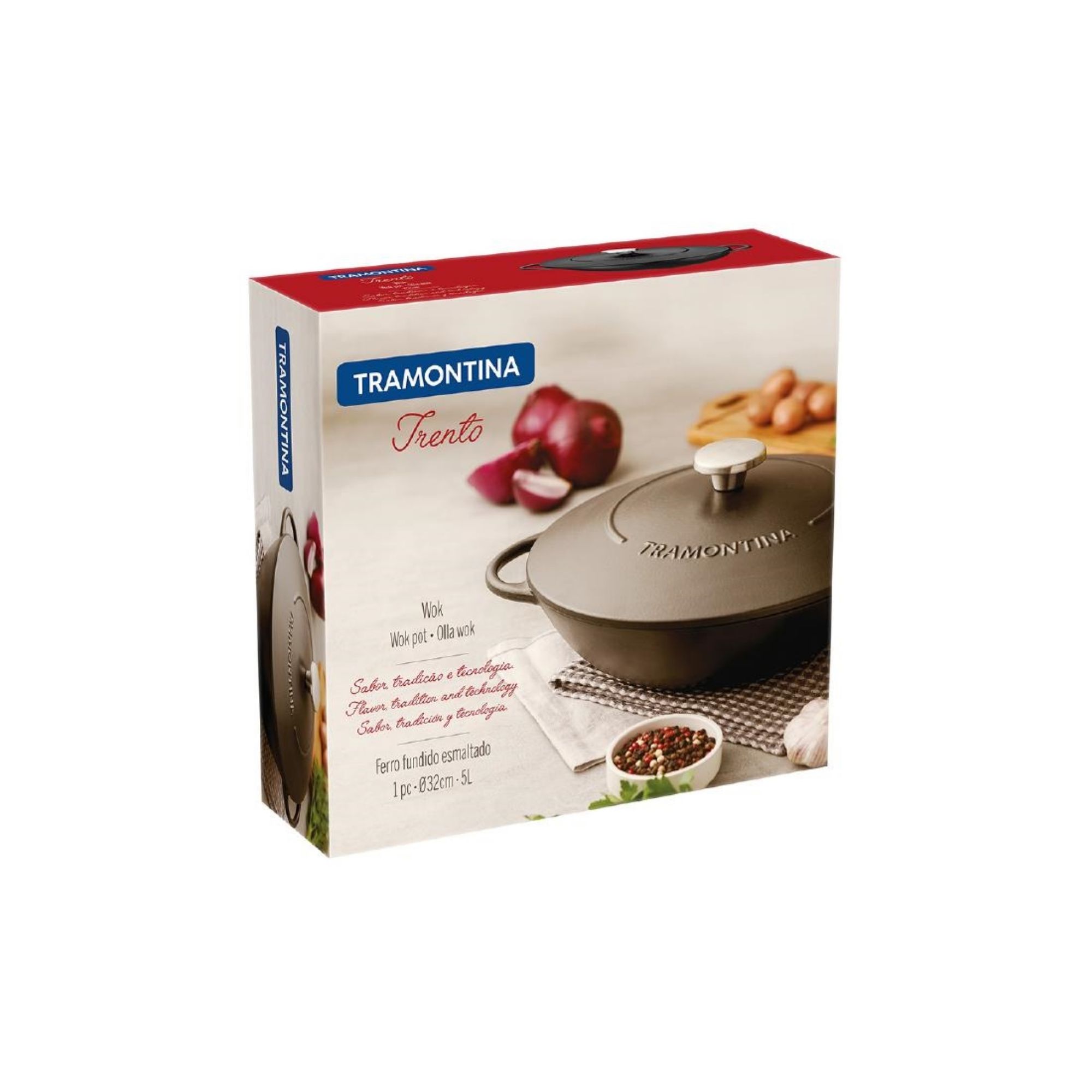 Picture of Tramontina Enamel Cast Iron Wok 32cm