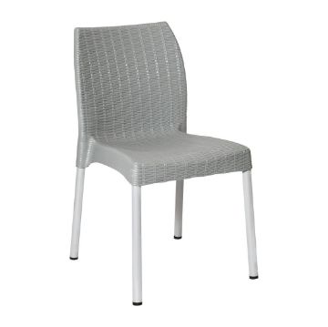 Picture of Bolero Elements Polypropylene Rattan Side Chairs Grey (4 Pack)
