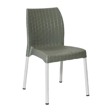 Picture of Bolero Elements Polypropylene Rattan Side Chairs Olive Green (4 Pack)