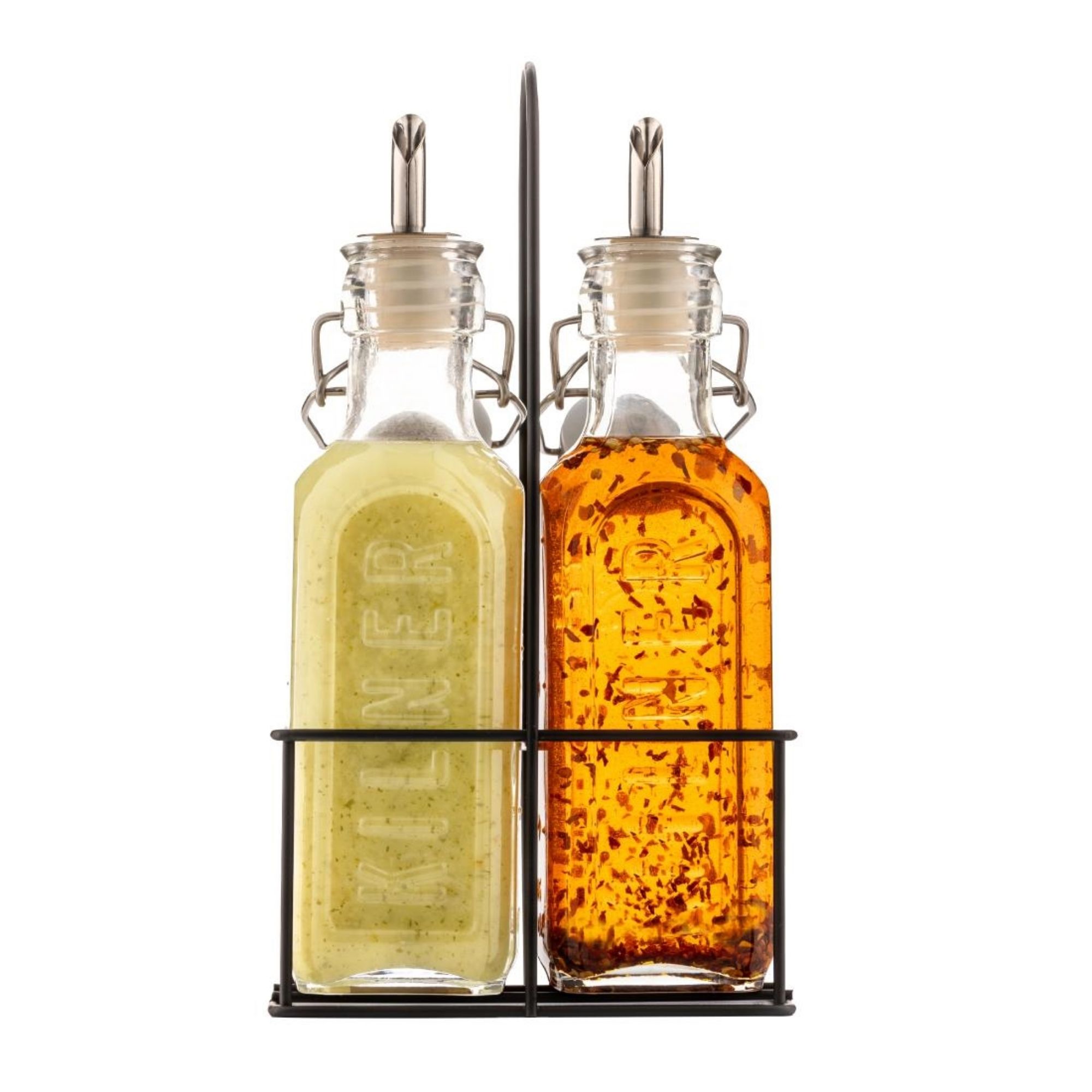 Picture of Kilner Oil Bottles and Metal Rack 300ml (2 Pack)