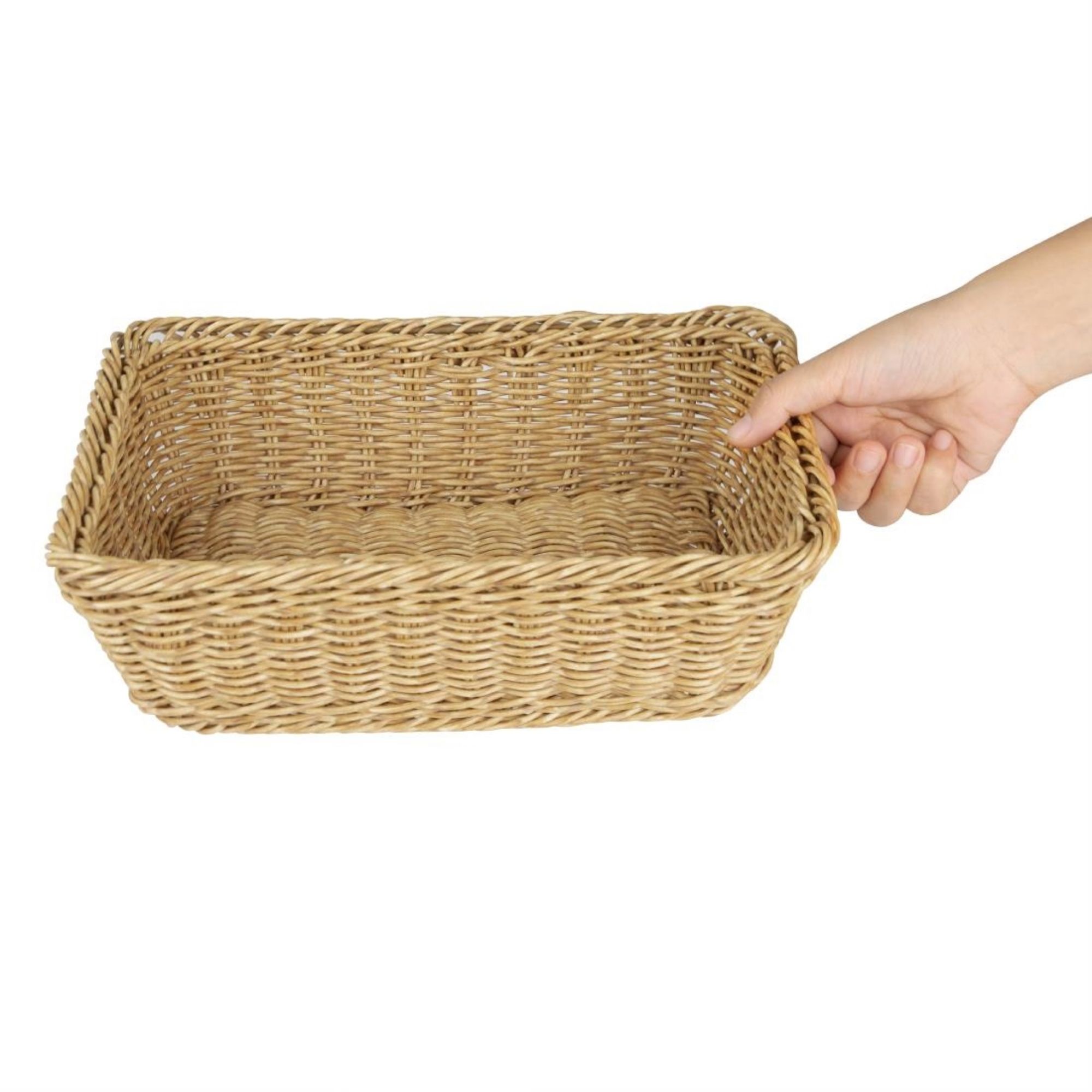 Picture of Olympia Polywicker Rectangular Basket Light Brown 300x230mm