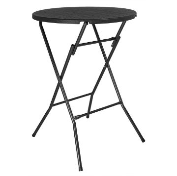 Picture of Bolero Folding HDPE Bar Table Wood Effect Black 800mm