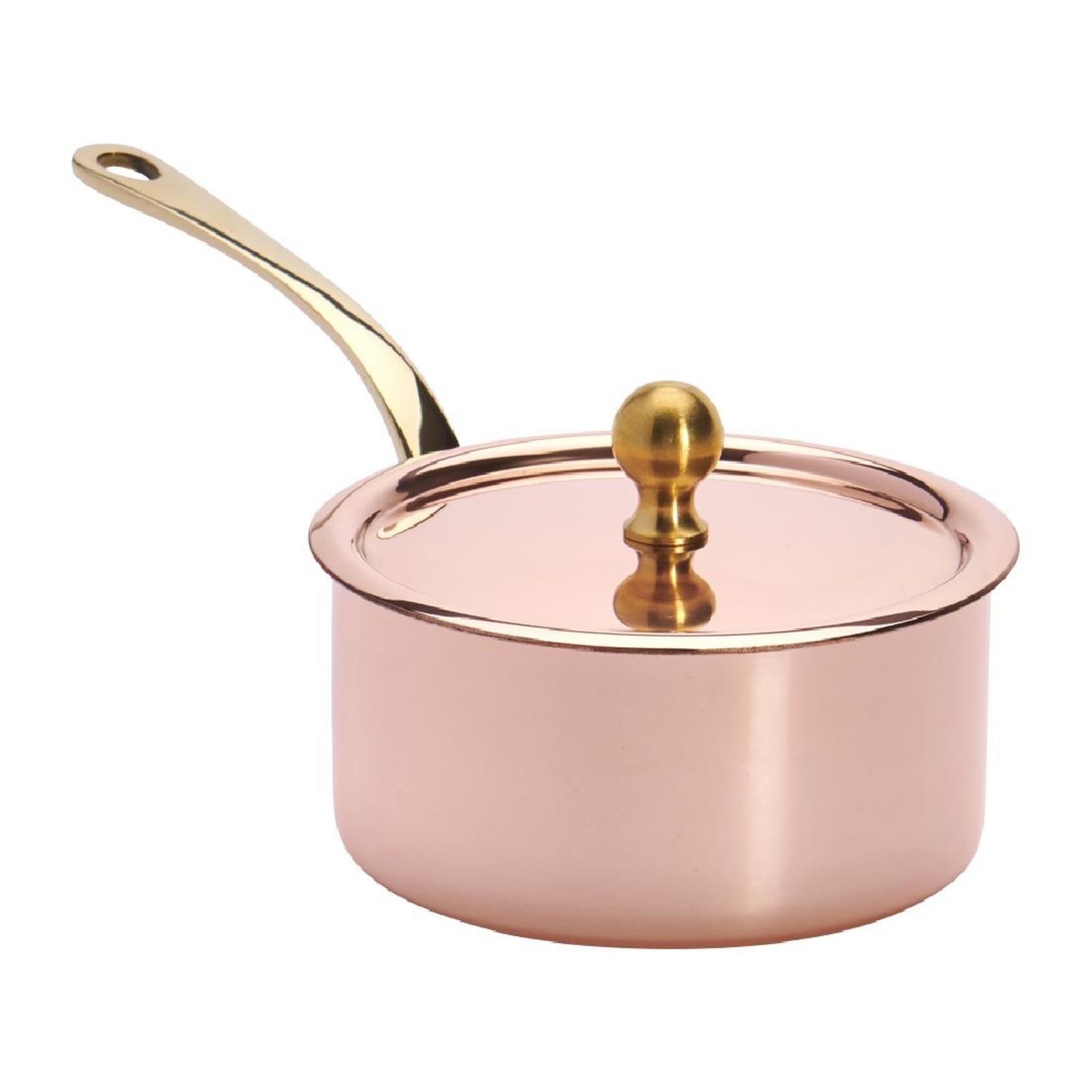 Picture of De Buyer Inocuivre Mini Sauce Pan with Lid Brass 9cm